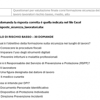 Raccolta Questionari di Valutazione Finale – Corsi Sicurezza sul Lavoro